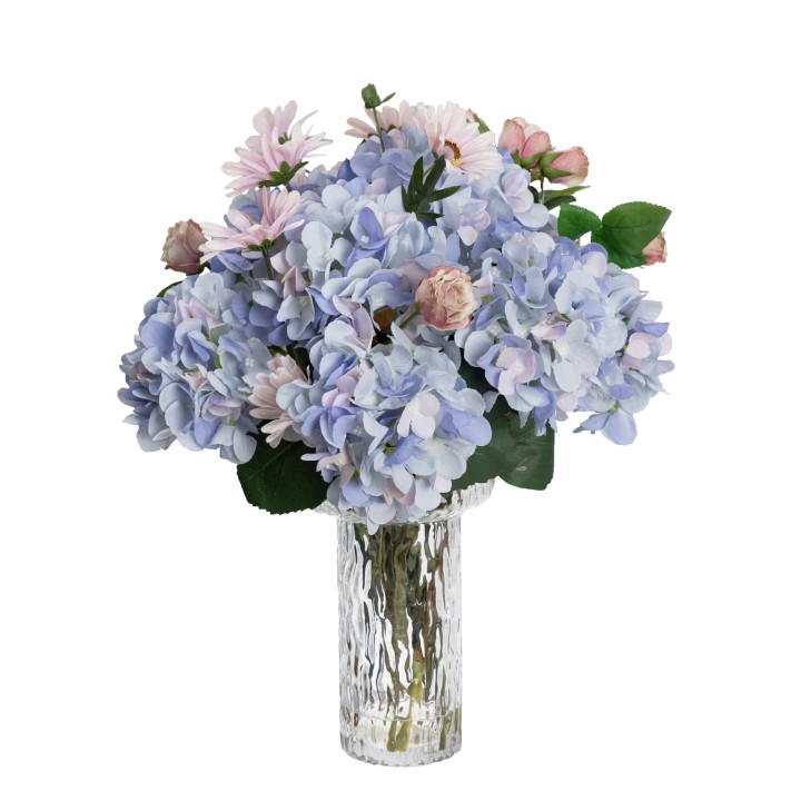 52CM HYDRANGEA & PINCUSHION MIXED ARRANGEMENT