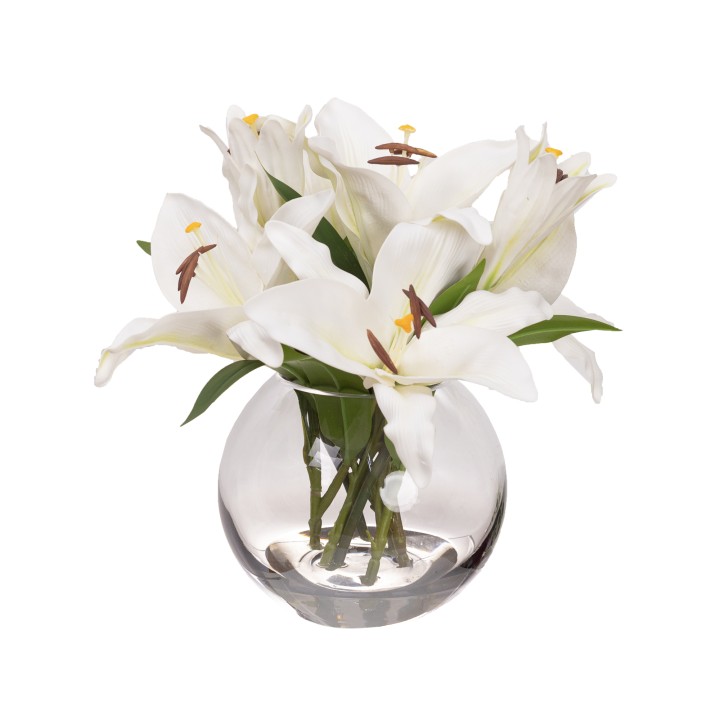 33CM LILY IN FISHBOWL VASE - LAST 1PC