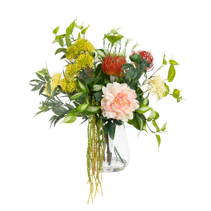 58CM PEONY & LEUCOSPERMUM MIXED ARRGANGEMENT - LAST 2 PIECES