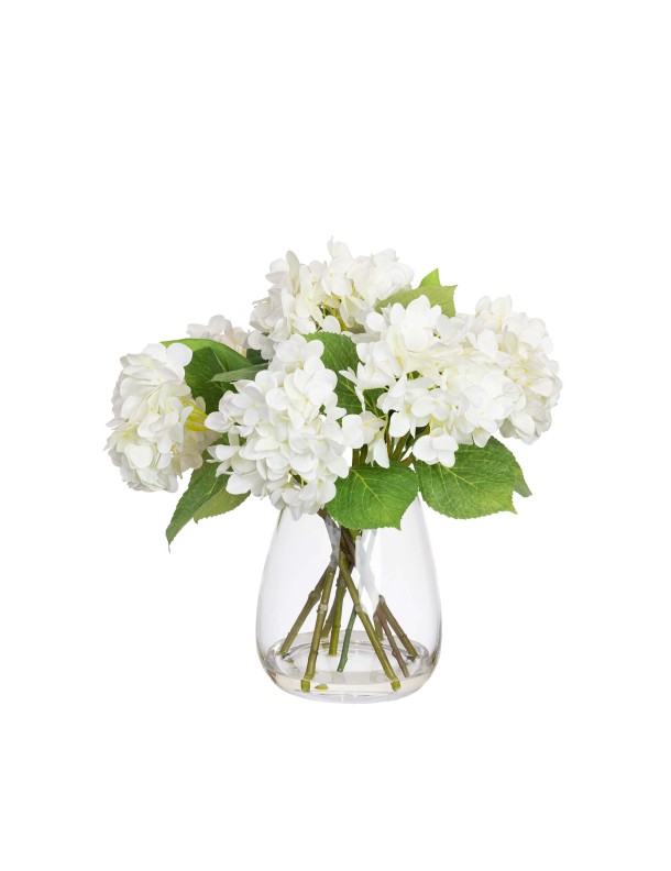 40CM HYDRANGEA IN LARGE VASE CREAM