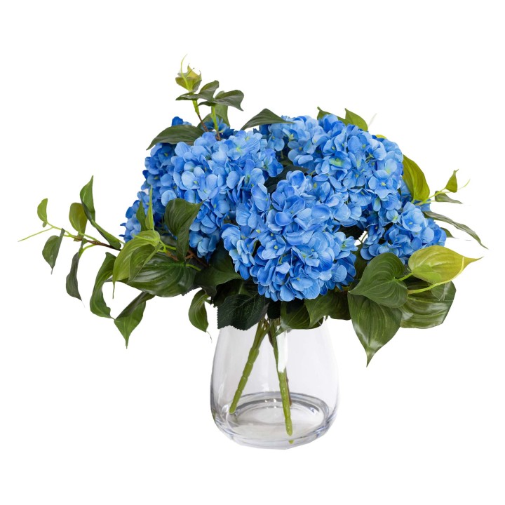 50CM HYDRANGEA IN LARGE VASE BLUE
