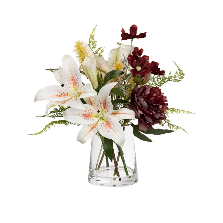 48CM LILIY MIXED ARRANGEMENT POPPY WHITE