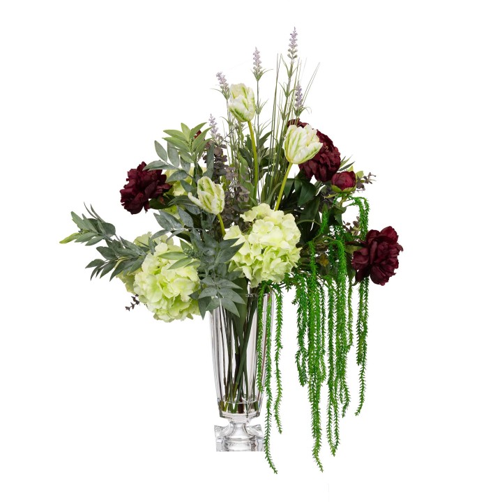 75CM GRAND TULIP MIXED ARRANGEMENT IN GLASS