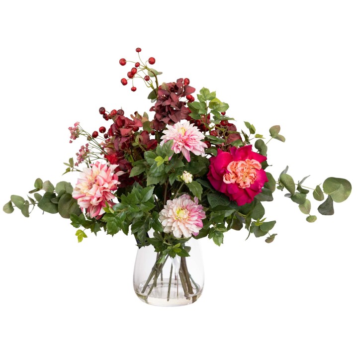 64CM DAHLIA MIXED ARRANGEMENT IN GLASS