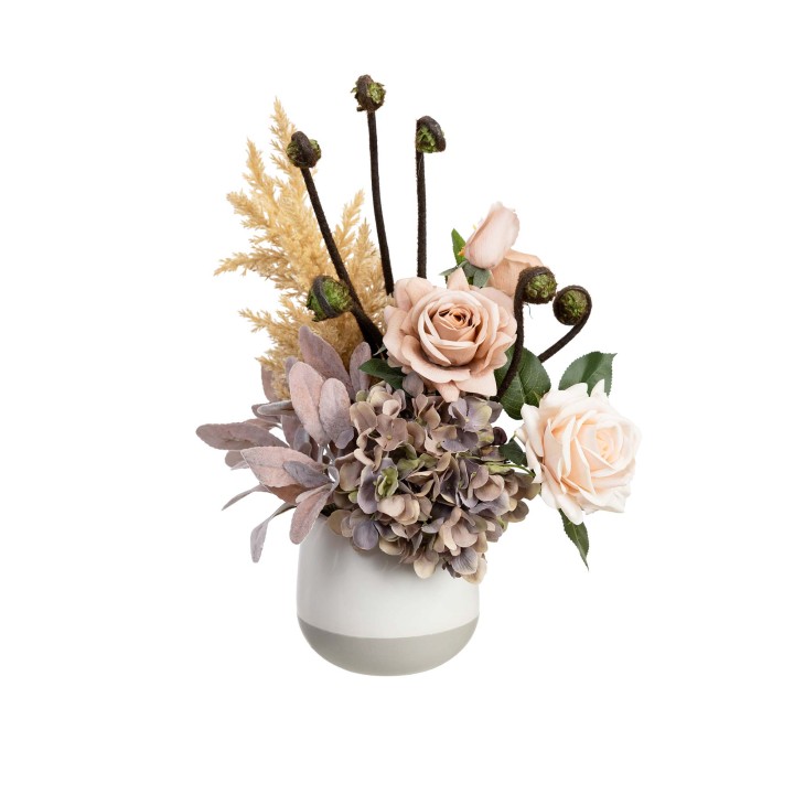48CM DRIED LOOK FLORAL  ARRANGEMENT IN POT