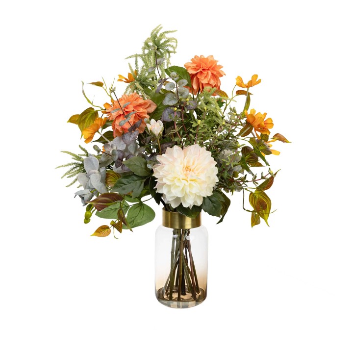 70CM DAHLIA MIXED ARRANGEMENT IN GLASS