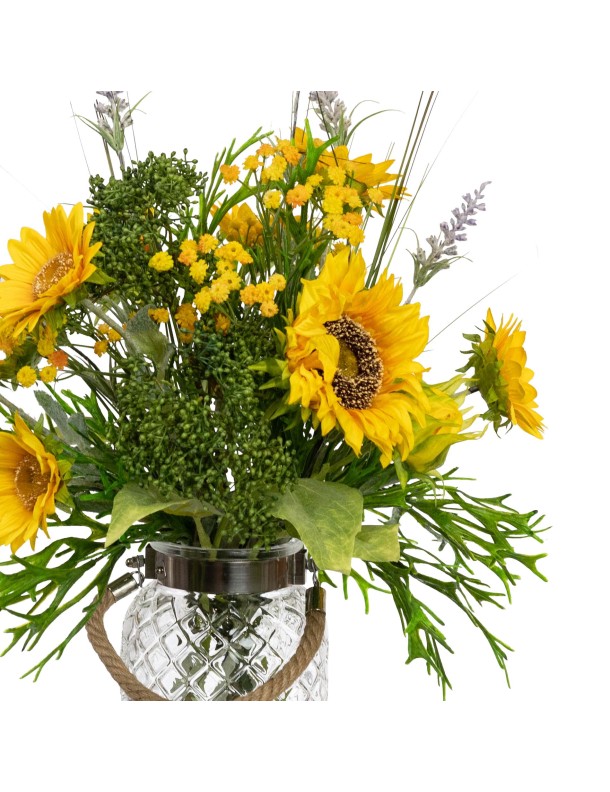 55CM SUNFLOWER MIXED ARRANGEMENT IN JAR