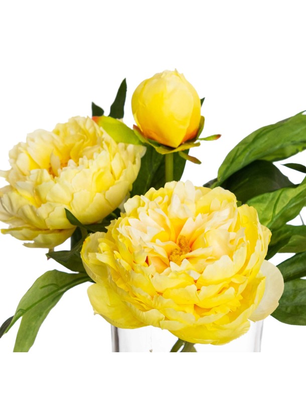 23CM PEONY ARRANGEMENT  IN GLASS