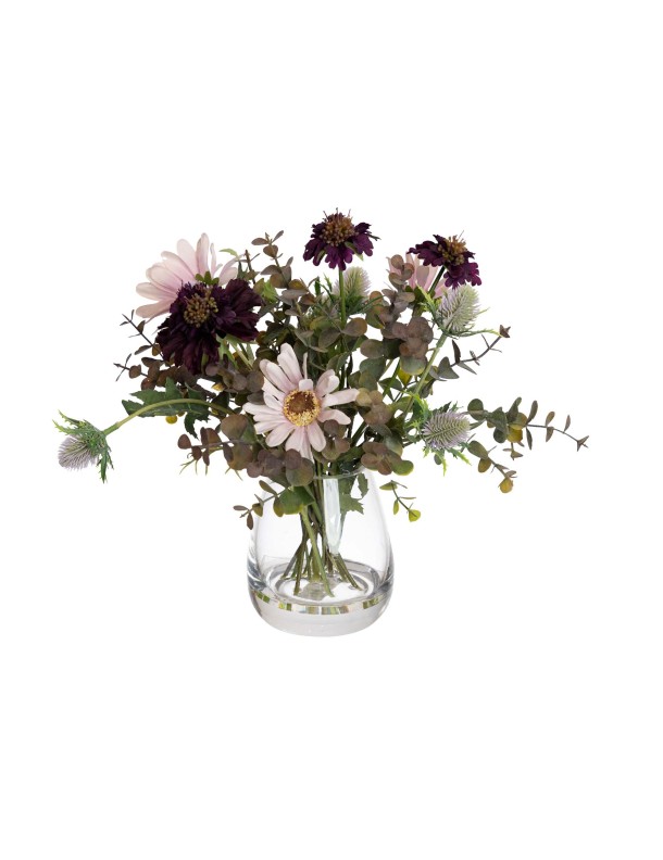 28CM DAISY MIXED ARRANGEMENT IN GLASS