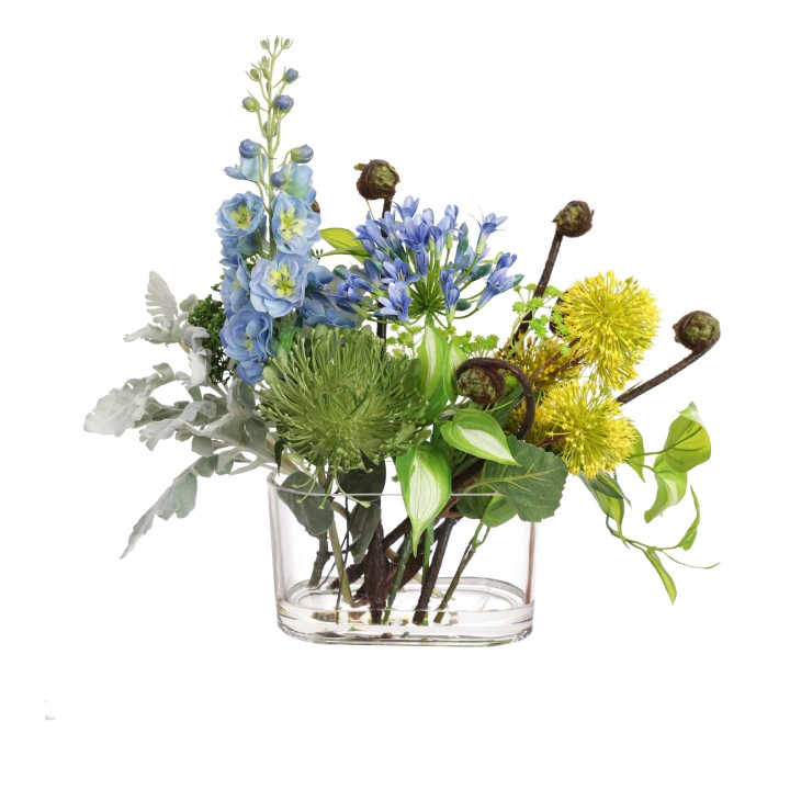 46CM DELPHINIUM MIXED ARRANGEMENT IN GLASS