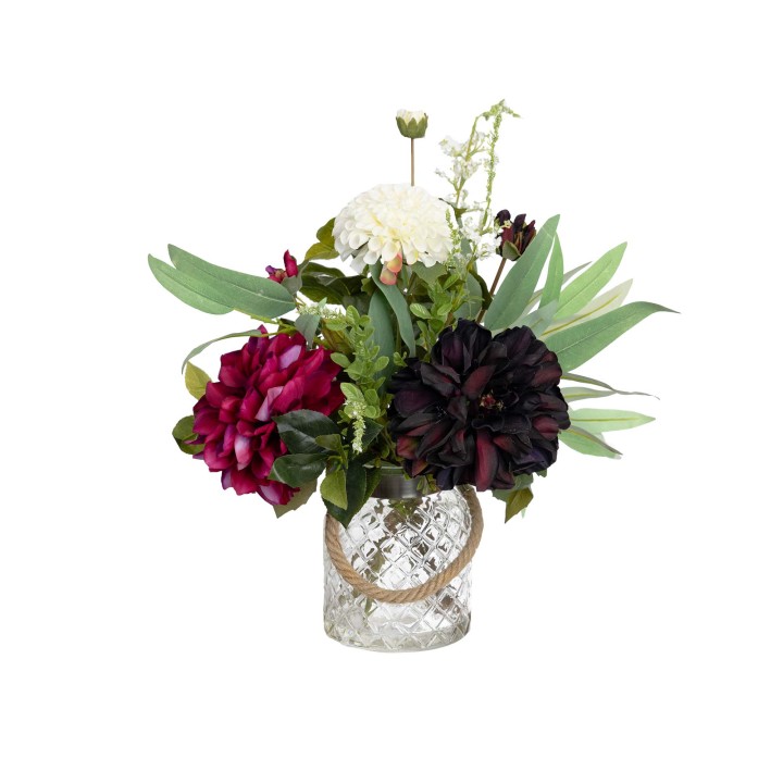 50CM DAHLIA MIXED ARRANGEMENT IN GLASS