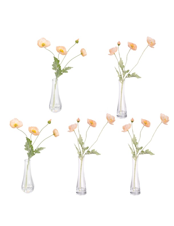 46CM POPPY IN BUD VASE SET OF 5 - LAST 1 LOT