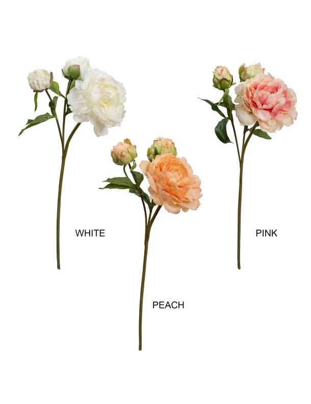 50CM PEONY W/BUD PEACH