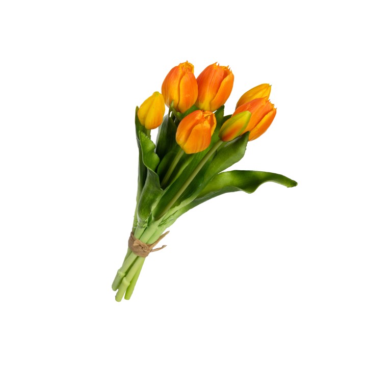 32CM REAL TOUCH TULIP BUNDLE ORANGE