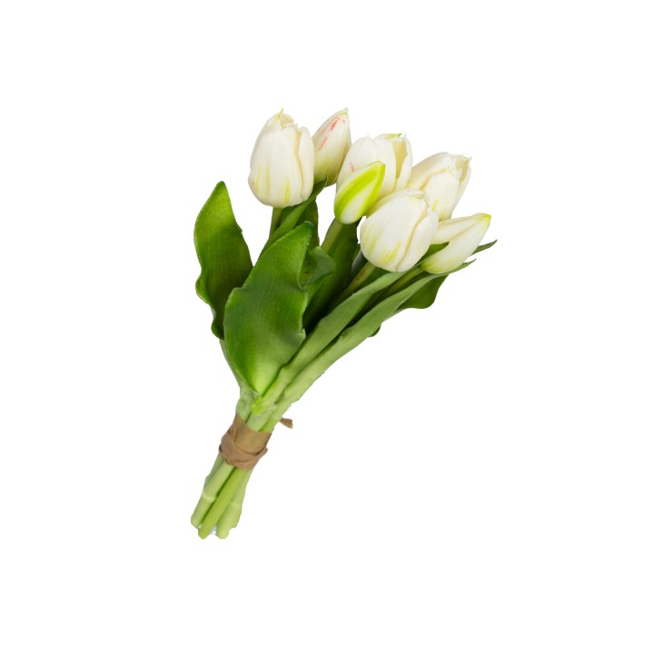32CM REAL TOUCH TULIP BUNDLE WHITE