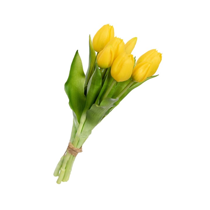 32CM REAL TOUCH TULIP BUNDLE YELLOW
