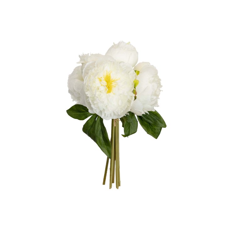 28CM PEONY BUNDLE WHITE