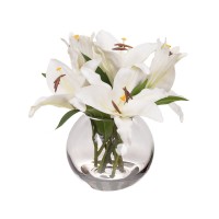 33CM REAL TOUCH LILY IN FISHBOWL VASE - LAST 1PC