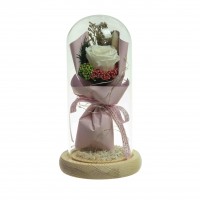 21CM FLORAL IN GLASS DOME