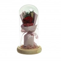 21CM FLORAL IN GLASS DOME